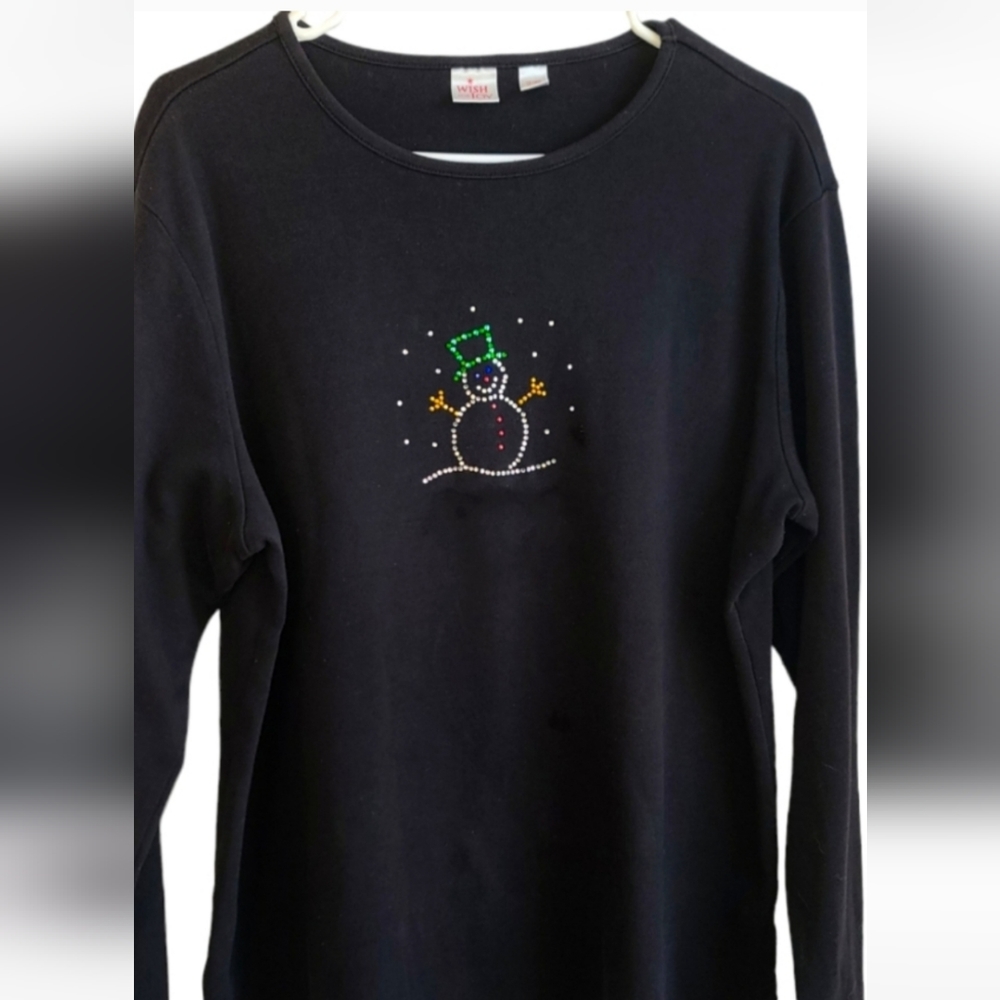 Festive Snowman Rhinestone Christmas Sweater top Womens 16-18w - Picture 1 of 3
